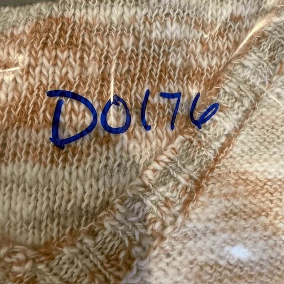 Natural Reflections Lightweight Fringe Sweater V-Neck Rust Tan Cream Size Medium - Picture 12 of 12